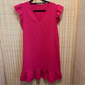 Pink Ruffle Sleeve Dress